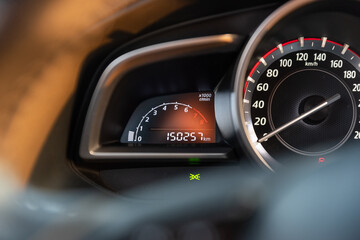 close up of a car speedometer mazda 3 