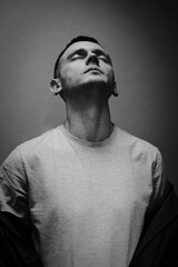 black and white portrait of a man