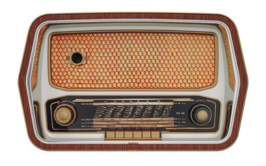 Radio, retro style, brown and white