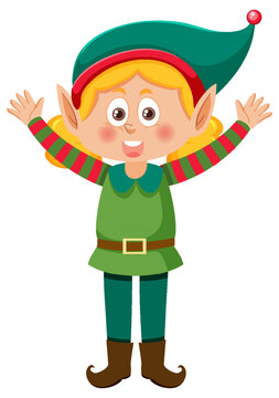 Christmas elf girl cartoon character