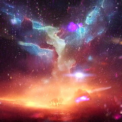 Fototapeta premium Space nebula and stars background cosmic planet universe background