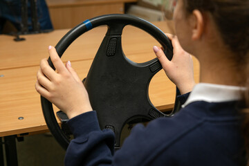 Driving school. Driving lesson at school