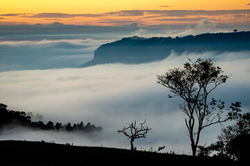colorful sunrise in mountain landscape