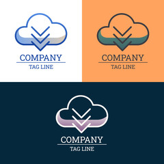 Cloud Download Logo Simple Design Vector, Suitable For Web, Business And Banners