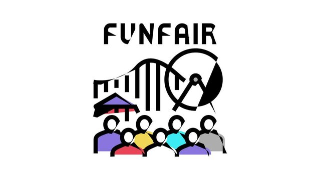 funfair amusement park color icon animation