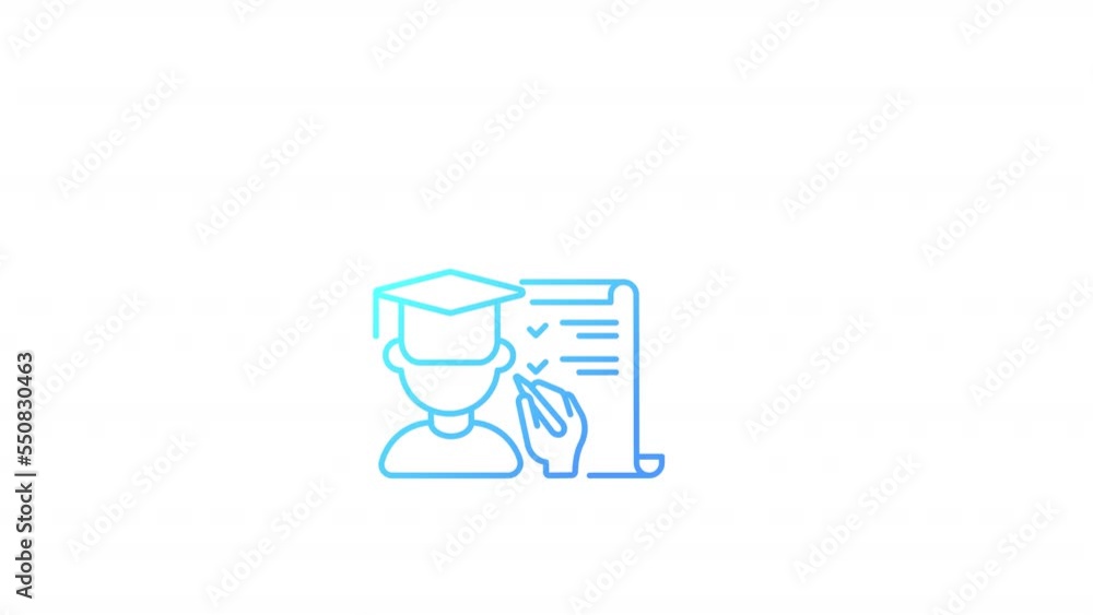 Poster animated web training gradient icon. e learning technology. video lesson for students. seamless loop