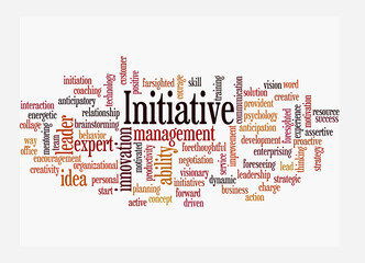 Word Cloud with INITIATIVE concept, isolated on a white background