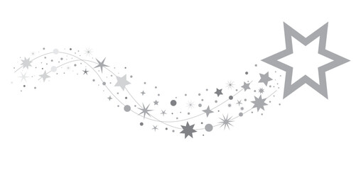 Falling star- christmas stars - festive silver on white background