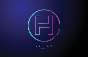 alphabet H letter logo grunge  blue pink logo icon design template