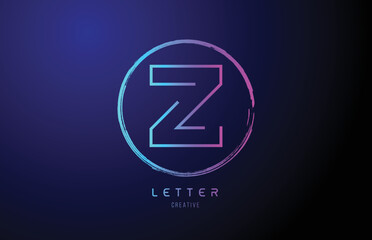 alphabet Z letter logo grunge  blue pink logo icon design template