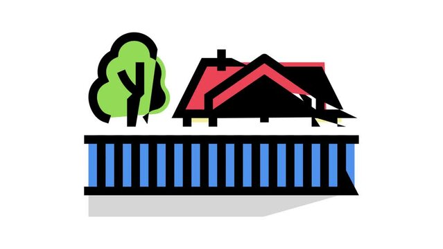 private house suburb color icon animation