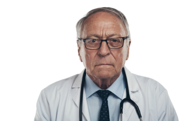 PNG shot of an elderly male doctor in a studio against a transparent background