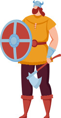 Viking scandinavian, medieval ancient warrior, helmet old culture, isolated on white, design, flat style vector illustration.