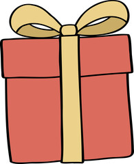 red gift box with ribbon.