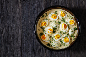 Senfeier, hard boiled eggs in creamy mustard sauce
