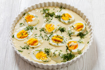 Senfeier, hard boiled eggs in creamy mustard sauce