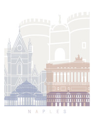 Fototapeta premium NAPLES SKYLINE POSTER PASTEL