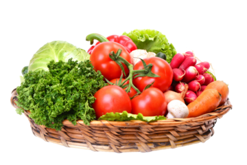 Basket of vegetables isolated