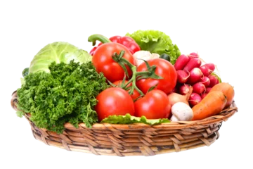 Tragetasche Basket of vegetables isolated © valeriy555