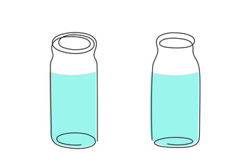 Test tube,one line art,continuous drawing contour. Coronavirus vaccine,substance solution, blood sampling for laboratory analysis.Medical health care concept, drug dose.Editable stroke.Isolated.Vector
