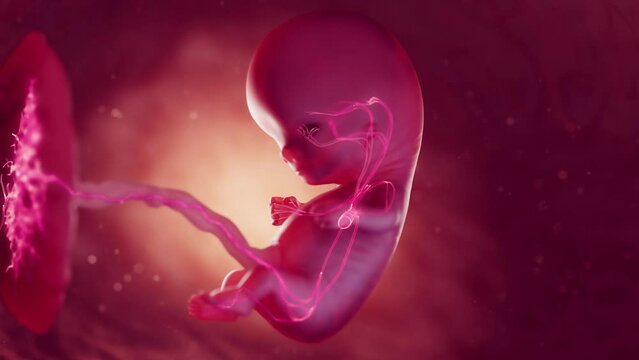 3d rendered medical animation of an embryos cardiovascular system at 10 weeks