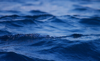 Dark blue ocean wave closeup. sea wave.