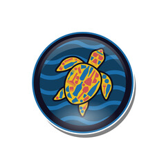 Sea turtle as a logo design. Illustration of a sea turtle as a logo design and a symbol of cleaning the beach and the sea from various objects and pollutants. - 550836271