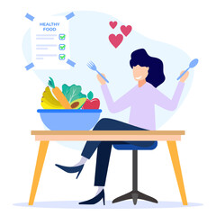 Plakat Illustration vector graphic cartoon character of healthy food