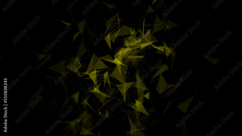 Poster abstract plexus yellow geometry background. digital technology network connection concept. 3d render