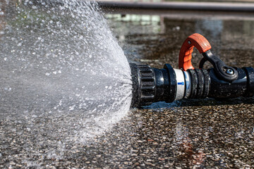 water flowing from a fire hose