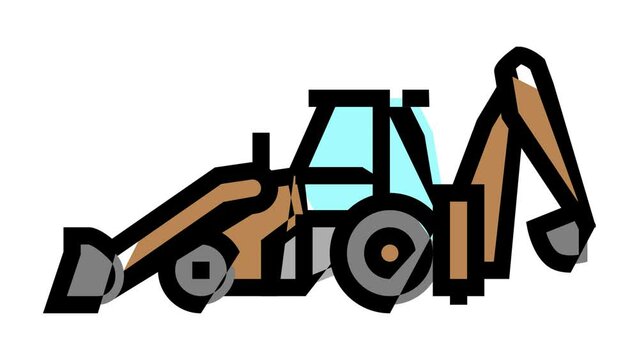 backhoe construction car vehicle color icon animation