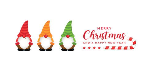 christmas greeting card with dwarf and candy cane