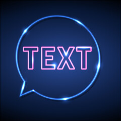 Blue neon bubble with your pink text template