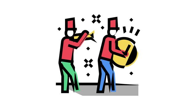 orchestra playing music on parade color icon animation