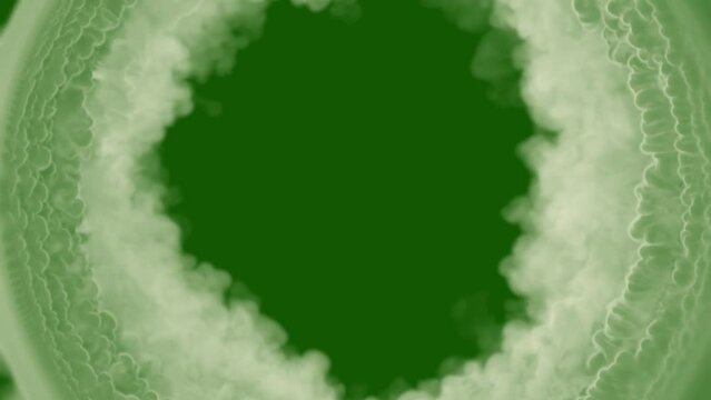 slow-mo screen frame of smoke or clouds tunnel - war concept, isolated - loop video