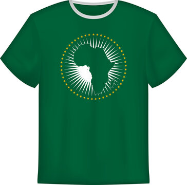 T-shirt design with flag of African Union.