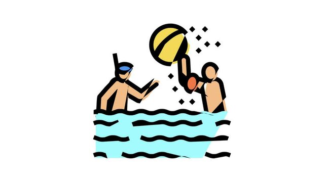 swimming child color icon animation