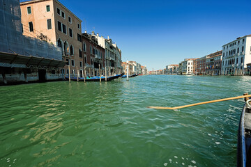 View fron gondola in canal Venice, Italy.