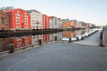 Trondheim, Norway. Traditional colorful wooden houses