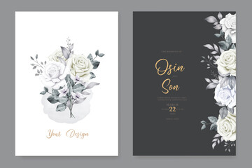 Elegant Floral roses Wedding Invitation card Template