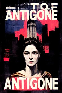 Pop Art Poster Antigone in New York Concept Art Theatre Ancient Greek Dragedy