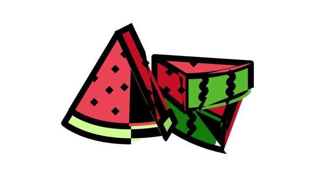 ripe fruit watermelon color icon animation