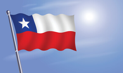 Chile flag against a blue sky
