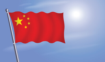 China flag against a blue sky