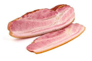 Smoked pork brisket, isolated on white background.