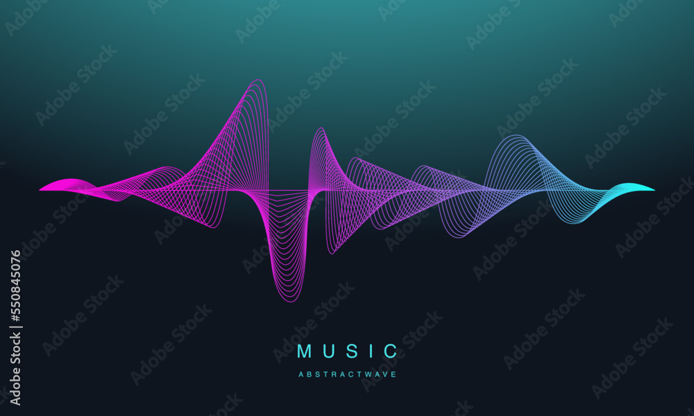 Aufkleber Vector wave dynamic music lines. Abstract lines. Sound waves, abstract background for your design. Vector EPS 10