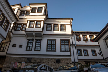 Fototapeta na wymiar Old Houses in Downtown Ohrid, Macedonia.