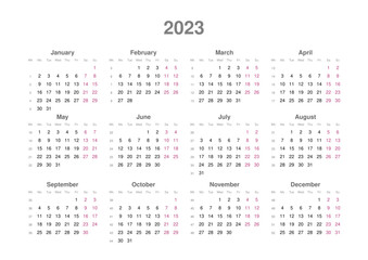 Kalender 2023, englisch