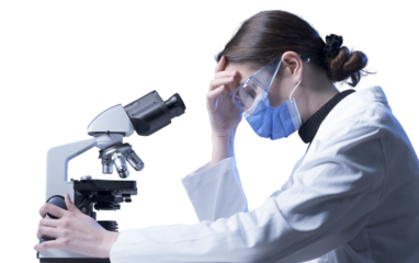 Pensive disappointed medical researcher in the lab