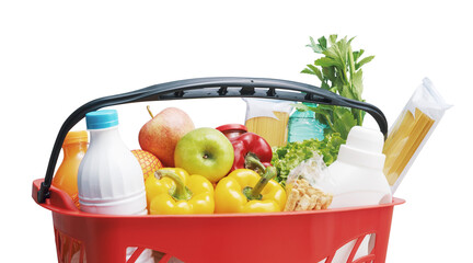PNG file no background Shopping basket filled with goods